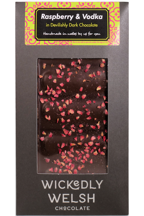 Wickedly Welsh - Raspberry and Vodka Dark Chocolate Bar